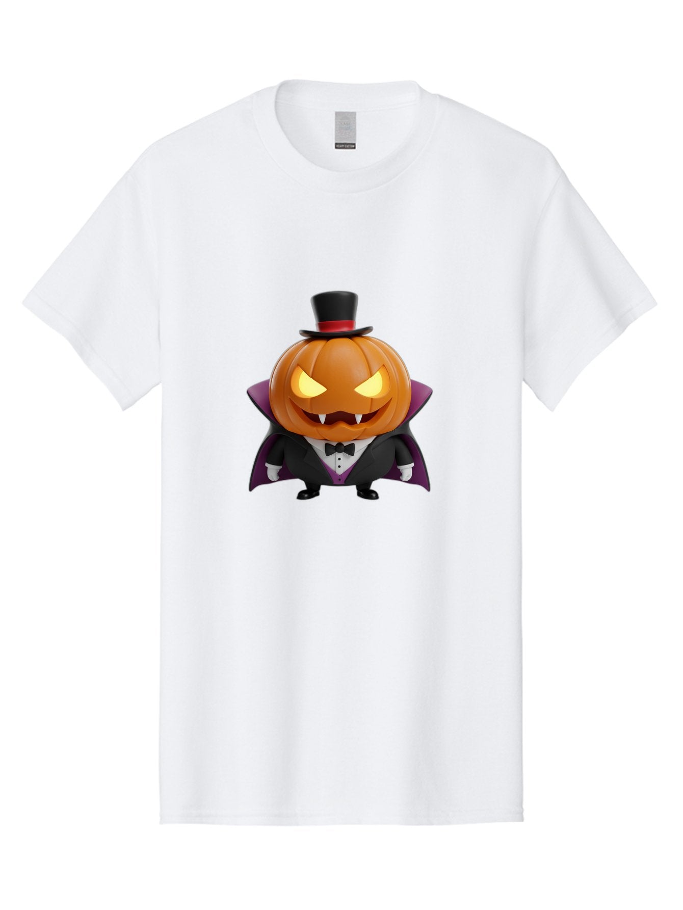 Vampire-Jack-O-Lantern Men'S Graphic Tee, 100% Cotton, Comfortable Casual Summer Wear, Machine Washable, Vampire Jack-O-Lantern, Halloween Character, Cartoon Pumpkin, Fangs, Top Hat, Tuxedo, Cape, Spooky, Halloween Decor, Autumnal Theme, Bad880 12