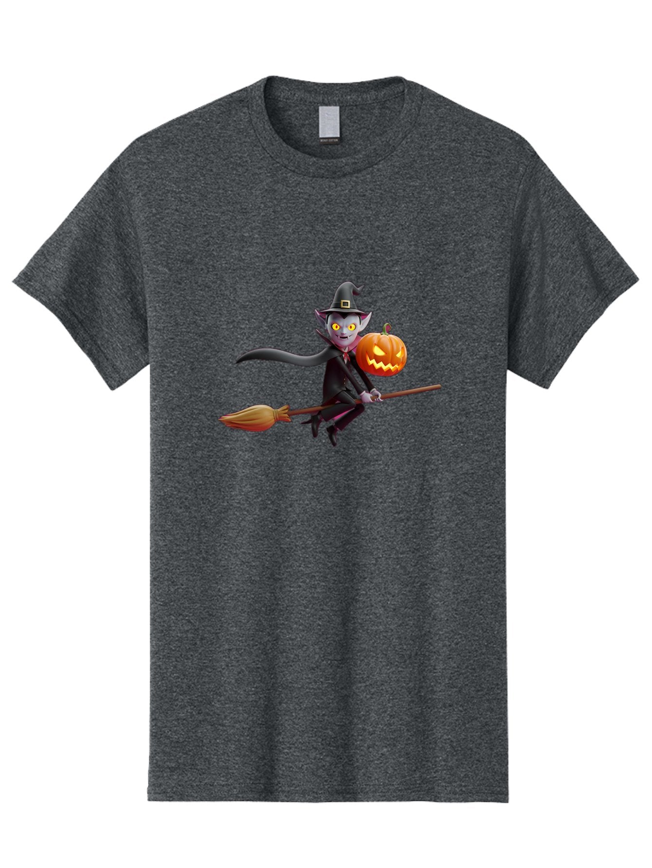 Vampire-Witch Men'S Graphic Tee, 100% Cotton, Comfortable Casual Summer Wear, Machine Washable, Vampire Witch Flying On Broomstick, Holding Jack-O-Lantern, Halloween Character, Spooky Atmosphere, Cartoon-Style Illustration, Bad881 11