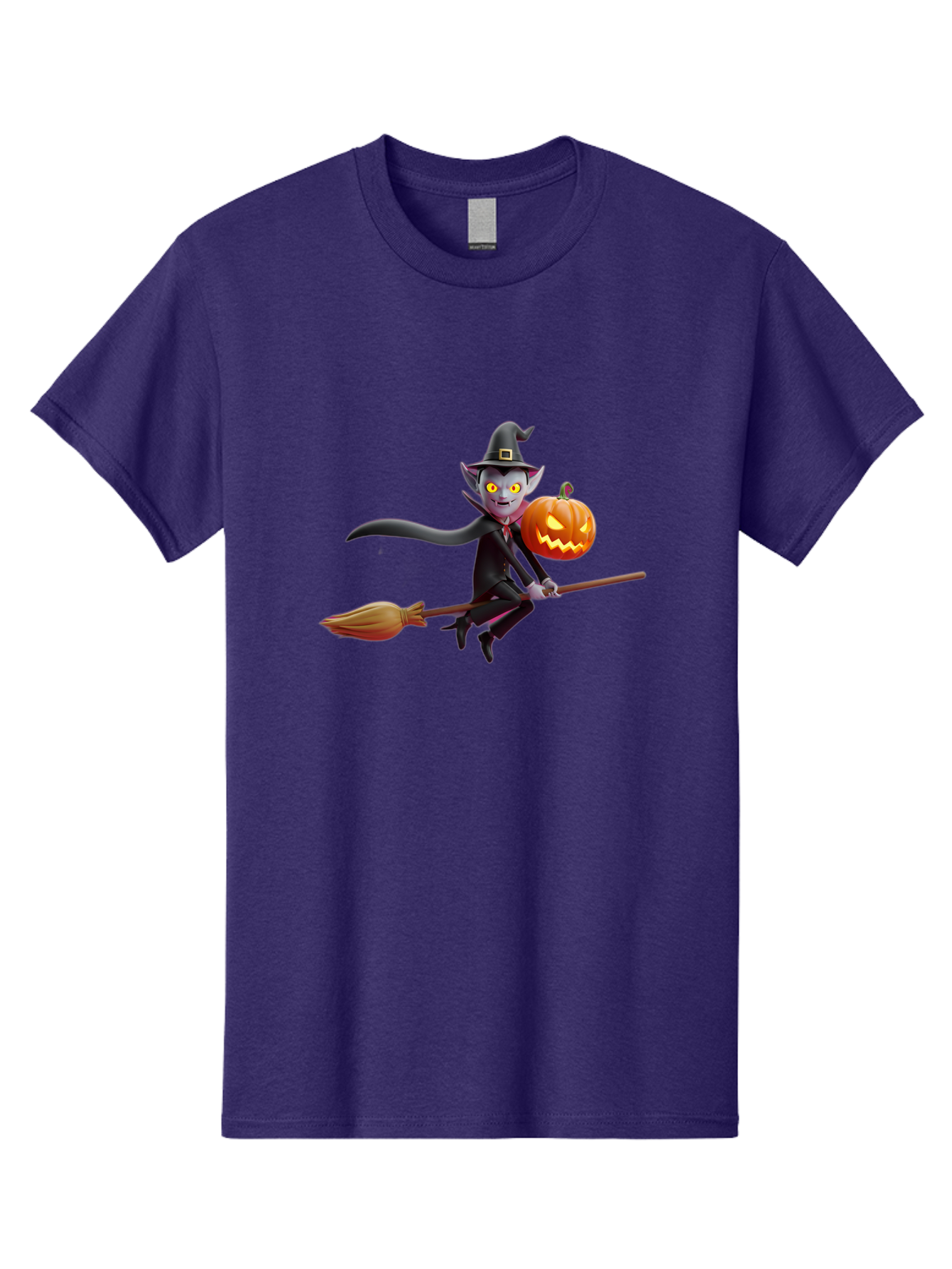 Vampire-Witch Men'S Graphic Tee, 100% Cotton, Comfortable Casual Summer Wear, Machine Washable, Vampire Witch Flying On Broomstick, Holding Jack-O-Lantern, Halloween Character, Spooky Atmosphere, Cartoon-Style Illustration, Bad881 12