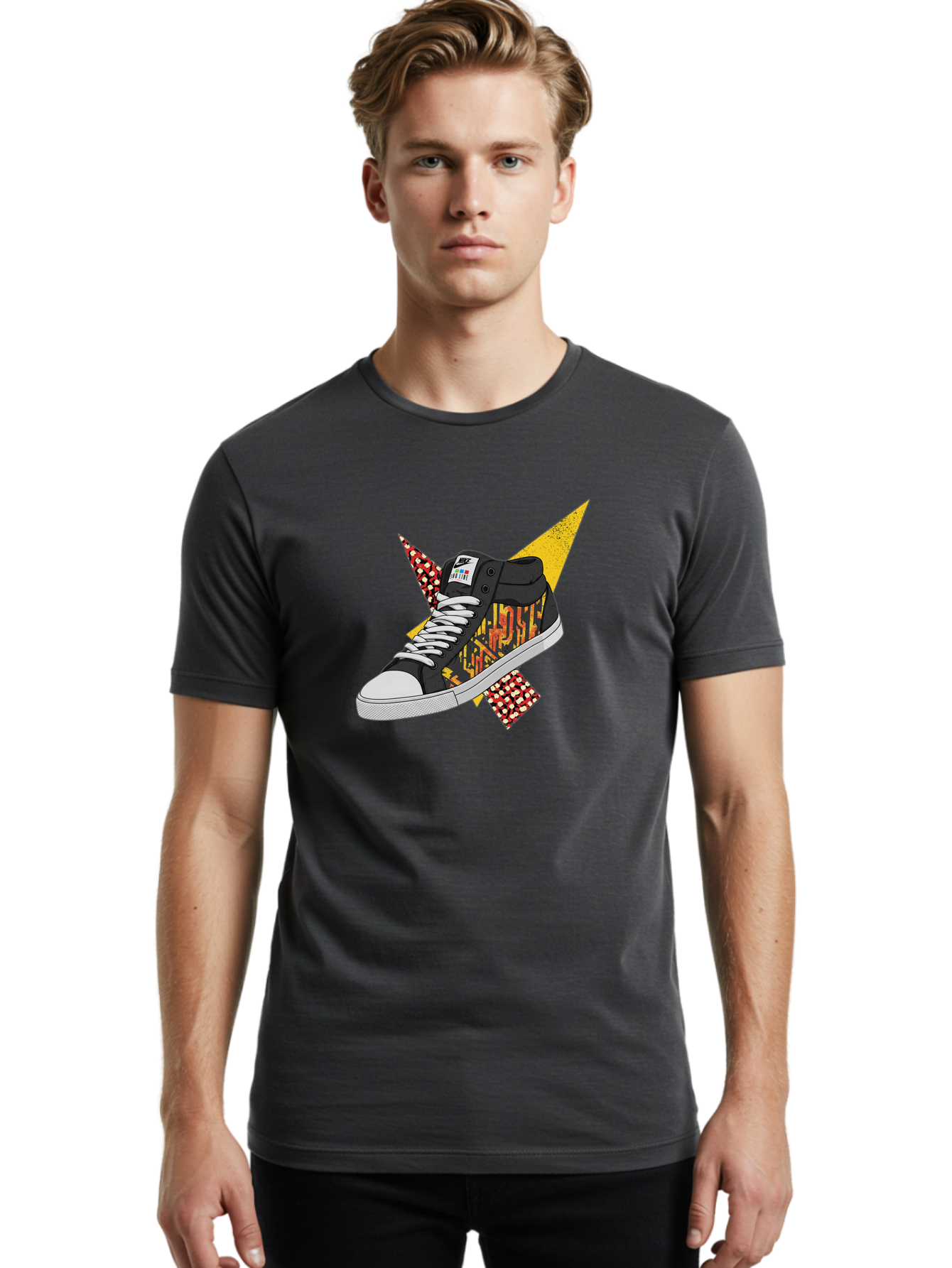 Vans Men'S Graphic Tee, 100% Cotton, Comfortable Casual Summer Wear, Machine Washable, Nike Sb Sneakers, Black And Yellow Design, White Laces, Streetwear Fashion, Skateboarding Shoes, Bold Graphics, Colorful Accents, Youth Culture Bad882 25