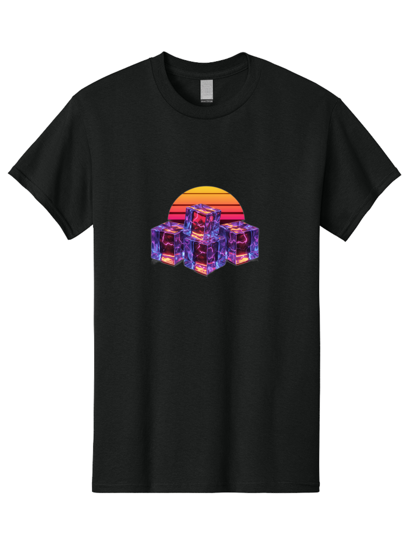 Vaporwave-Cubes Men'S Graphic Tee, 100% Cotton, Comfortable Casual Summer Wear, Machine Washable, Vaporwave Art, Retro Futuristic Style, Neon Lights, Glowing Cubes, 80S Aesthetic, Synthwave, Futuristic Landscape, Retro Colors, Bad884 10