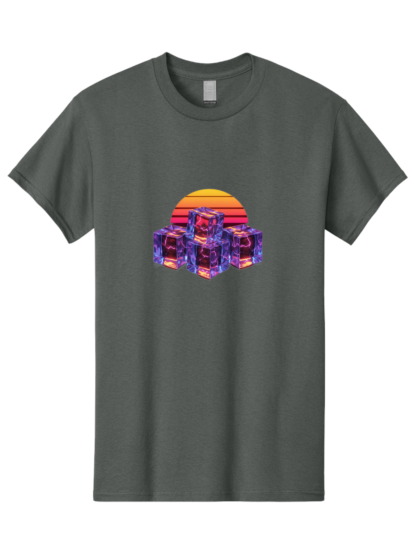 Vaporwave-Cubes Men'S Graphic Tee, 100% Cotton, Comfortable Casual Summer Wear, Machine Washable, Vaporwave Art, Retro Futuristic Style, Neon Lights, Glowing Cubes, 80S Aesthetic, Synthwave, Futuristic Landscape, Retro Colors, Bad884 8