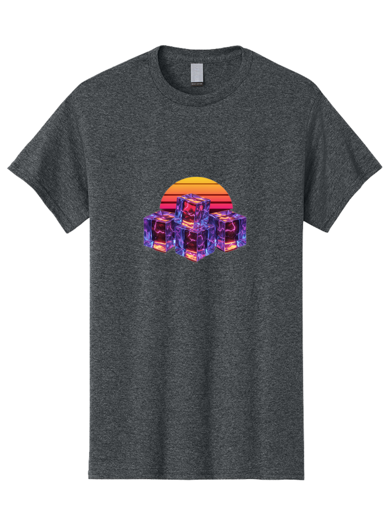 Vaporwave-Cubes Men'S Graphic Tee, 100% Cotton, Comfortable Casual Summer Wear, Machine Washable, Vaporwave Art, Retro Futuristic Style, Neon Lights, Glowing Cubes, 80S Aesthetic, Synthwave, Futuristic Landscape, Retro Colors, Bad884 12