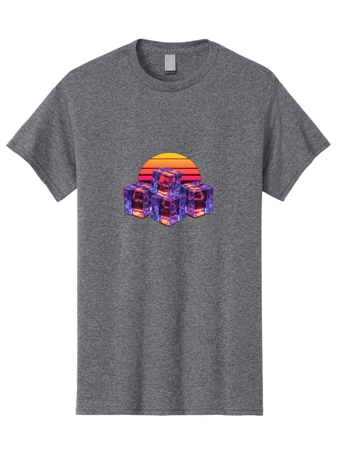 Vaporwave-Cubes Men'S Graphic Tee, 100% Cotton, Comfortable Casual Summer Wear, Machine Washable, Vaporwave Art, Retro Futuristic Style, Neon Lights, Glowing Cubes, 80S Aesthetic, Synthwave, Futuristic Landscape, Retro Colors, Bad884 14