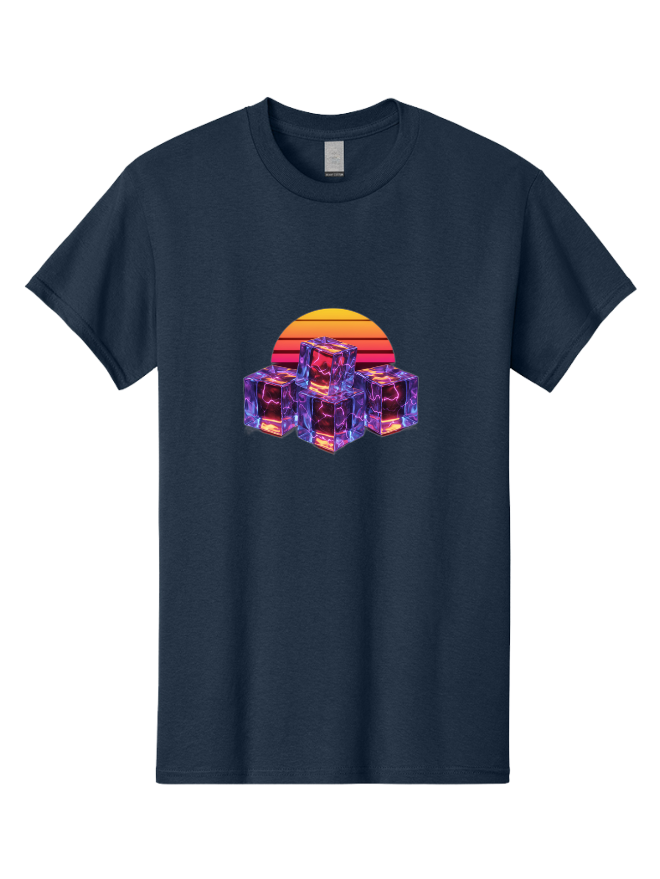 Vaporwave-Cubes Men'S Graphic Tee, 100% Cotton, Comfortable Casual Summer Wear, Machine Washable, Vaporwave Art, Retro Futuristic Style, Neon Lights, Glowing Cubes, 80S Aesthetic, Synthwave, Futuristic Landscape, Retro Colors, Bad884 6