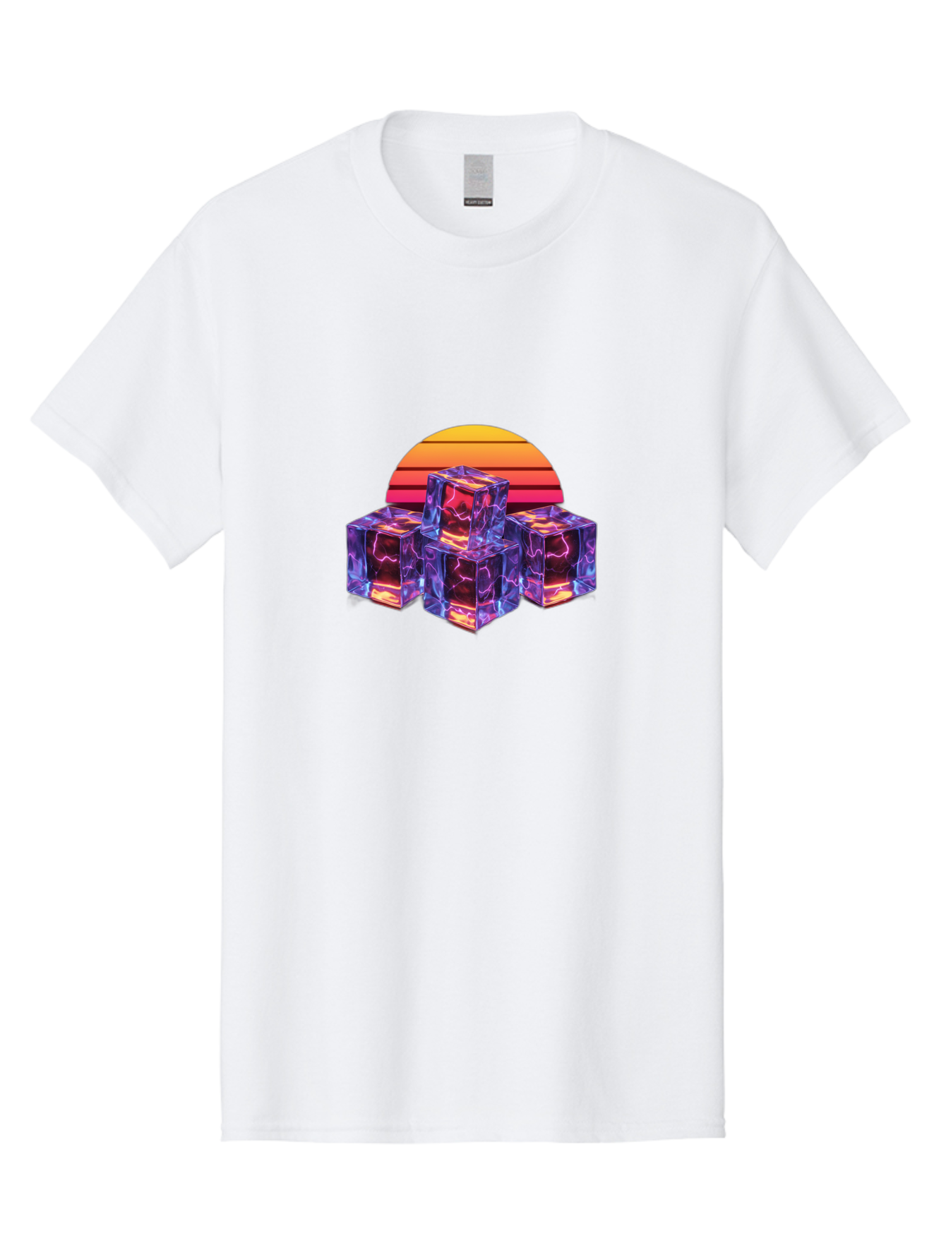Vaporwave-Cubes Men'S Graphic Tee, 100% Cotton, Comfortable Casual Summer Wear, Machine Washable, Vaporwave Art, Retro Futuristic Style, Neon Lights, Glowing Cubes, 80S Aesthetic, Synthwave, Futuristic Landscape, Retro Colors, Bad884 14