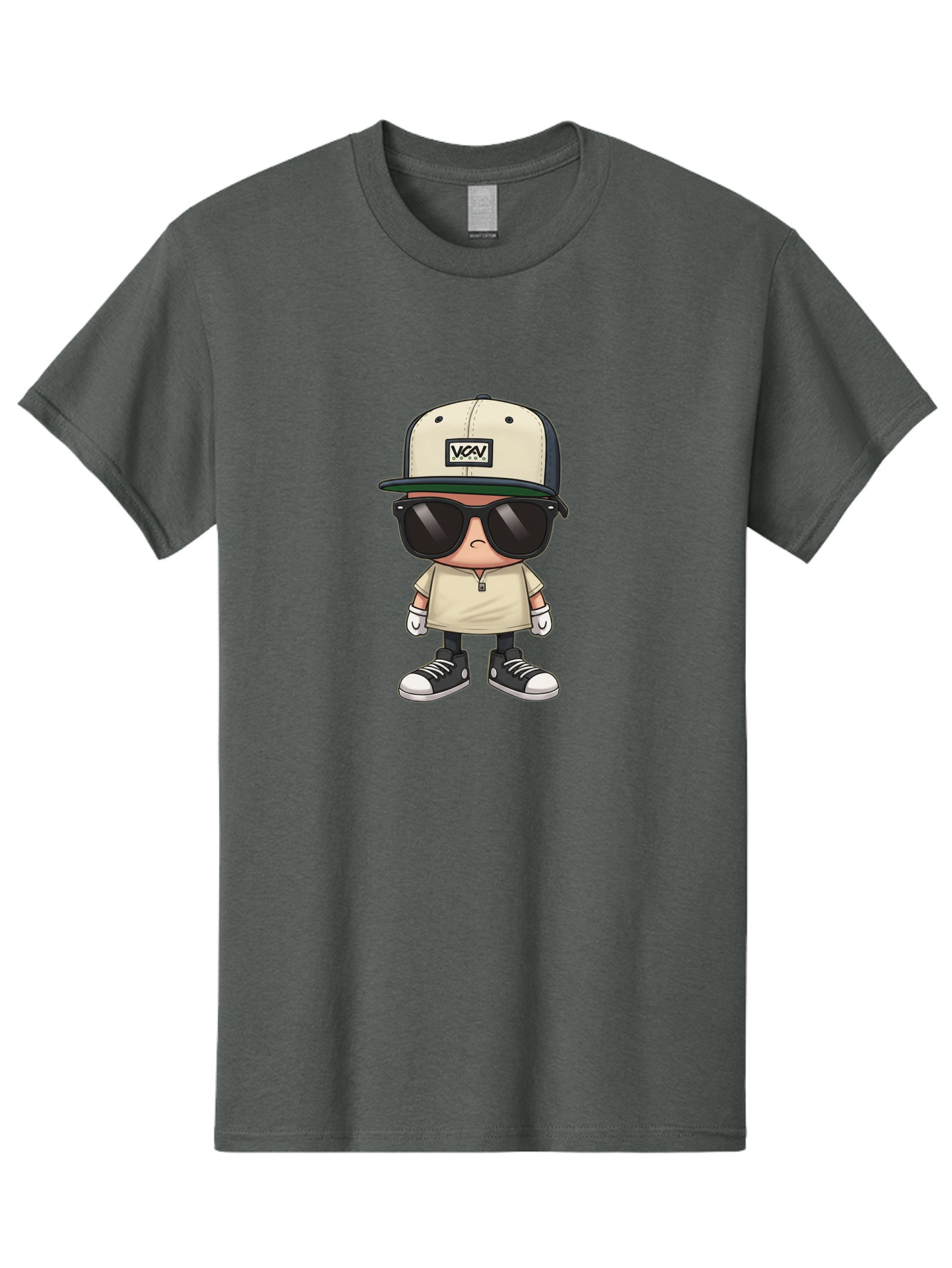 Vca-V-Character Men'S Graphic Tee, 100% Cotton, Comfortable Casual Summer Wear, Machine Washable, Stylish Cartoon Character, Vca Veto Logo, Trendy Clothing, Streetwear Style, Cool Shades, Urban Fashion, Graphic Design, Illustration Art Bad886 13