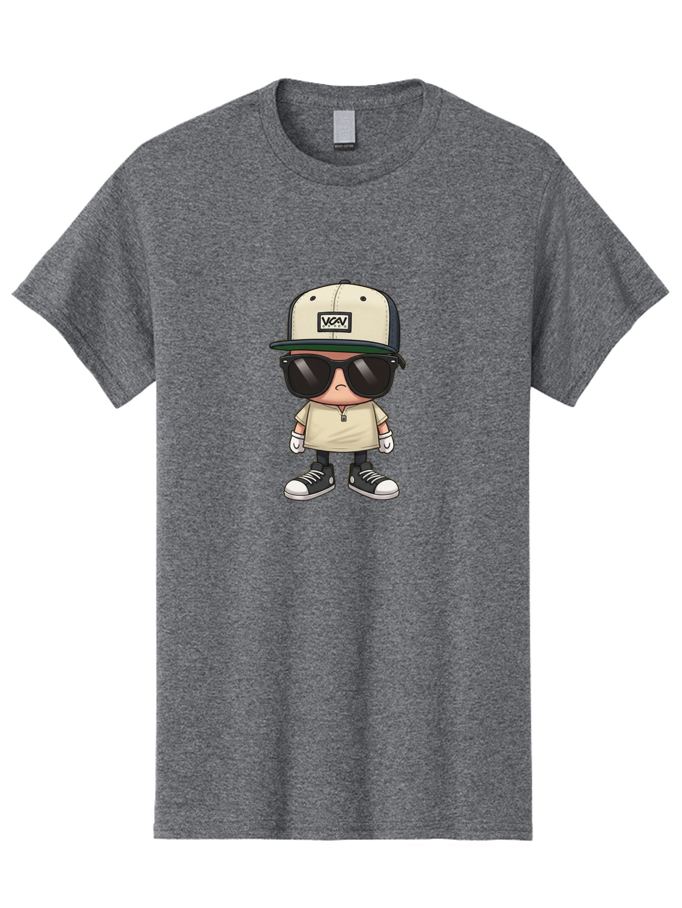 Vca-V-Character Men'S Graphic Tee, 100% Cotton, Comfortable Casual Summer Wear, Machine Washable, Stylish Cartoon Character, Vca Veto Logo, Trendy Clothing, Streetwear Style, Cool Shades, Urban Fashion, Graphic Design, Illustration Art Bad886 12