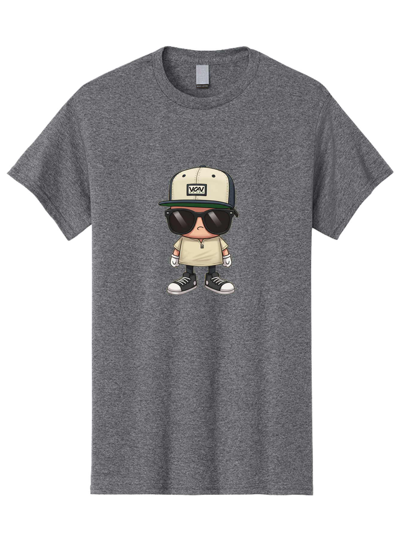 Vca-V-Character Men'S Graphic Tee, 100% Cotton, Comfortable Casual Summer Wear, Machine Washable, Stylish Cartoon Character, Vca Veto Logo, Trendy Clothing, Streetwear Style, Cool Shades, Urban Fashion, Graphic Design, Illustration Art Bad886 3