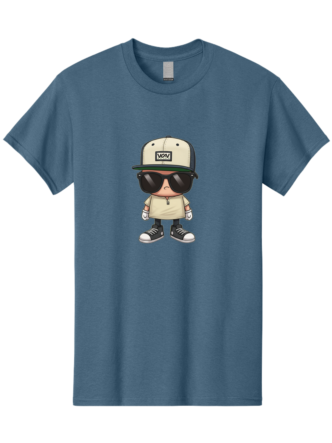 Vca-V-Character Men'S Graphic Tee, 100% Cotton, Comfortable Casual Summer Wear, Machine Washable, Stylish Cartoon Character, Vca Veto Logo, Trendy Clothing, Streetwear Style, Cool Shades, Urban Fashion, Graphic Design, Illustration Art Bad886 6
