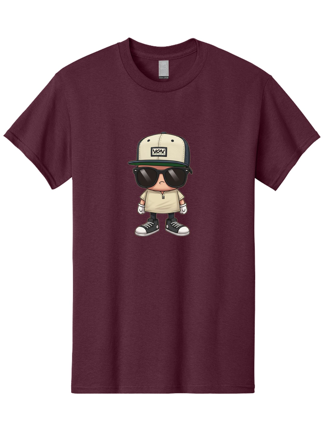 Vca-V-Character Men'S Graphic Tee, 100% Cotton, Comfortable Casual Summer Wear, Machine Washable, Stylish Cartoon Character, Vca Veto Logo, Trendy Clothing, Streetwear Style, Cool Shades, Urban Fashion, Graphic Design, Illustration Art Bad886 12