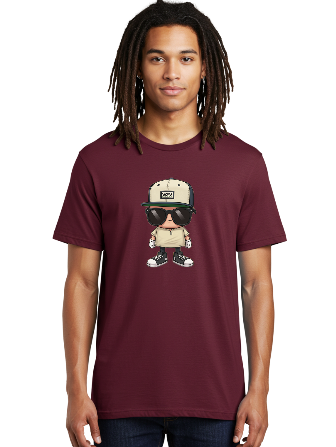 Vca-V-Character Men'S Graphic Tee, 100% Cotton, Comfortable Casual Summer Wear, Machine Washable, Stylish Cartoon Character, Vca Veto Logo, Trendy Clothing, Streetwear Style, Cool Shades, Urban Fashion, Graphic Design, Illustration Art Bad886 27