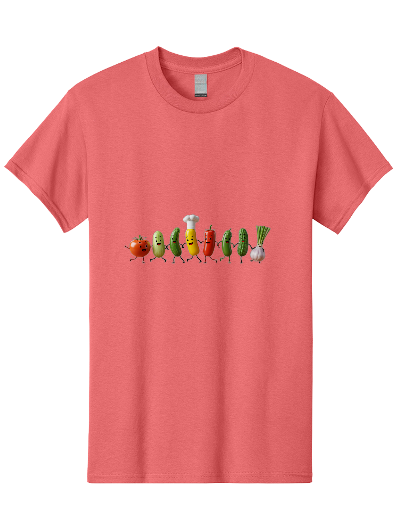 Vegetable-Crew Men'S Graphic Tee, 100% Cotton, Comfortable Casual Summer Wear, Machine Washable, Cartoon Vegetables, Funny Characters, Chef Hat, Tomato, Pickle, Pepper, Onion, Smiling Faces, Dancing Vegetables, Playful Illustration Bad887 6