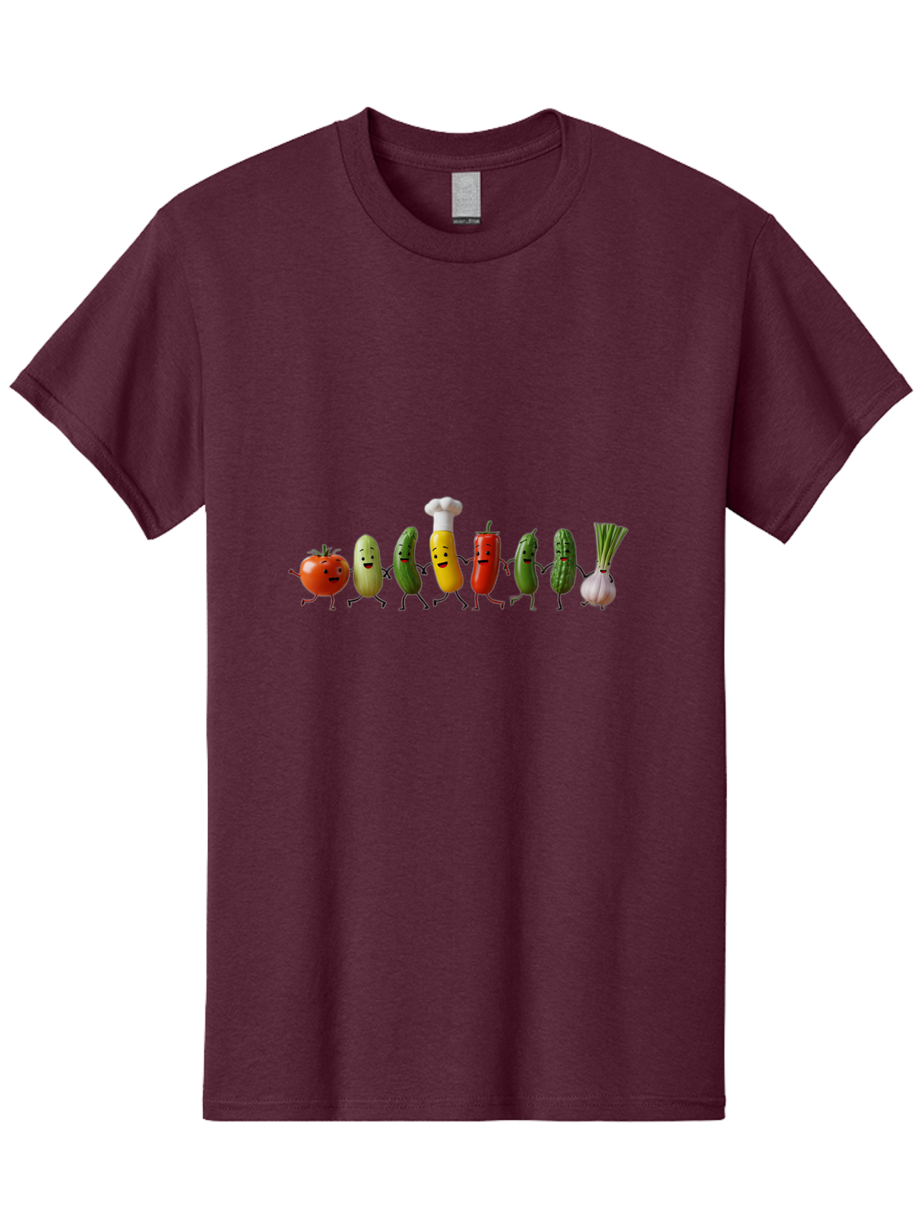 Vegetable-Crew Men'S Graphic Tee, 100% Cotton, Comfortable Casual Summer Wear, Machine Washable, Cartoon Vegetables, Funny Characters, Chef Hat, Tomato, Pickle, Pepper, Onion, Smiling Faces, Dancing Vegetables, Playful Illustration Bad887 15