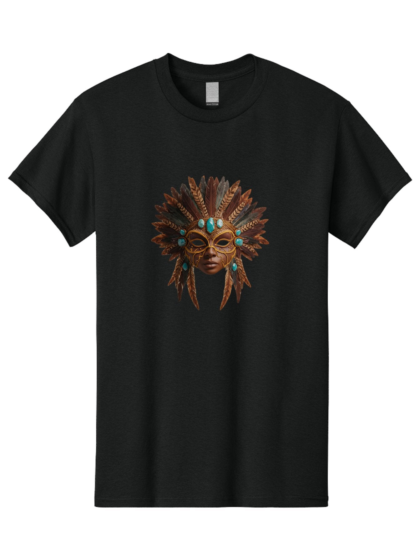 Venetian-Mask-1 Men'S Graphic Tee, 100% Cotton, Comfortable Casual Summer Wear, Machine Washable, Golden Mask, Feathered Headdress, Blue Jewels, Mysterious, Elegant, Luxury, Masquerade, Decorative, Ornate, Intricate Bad888 13