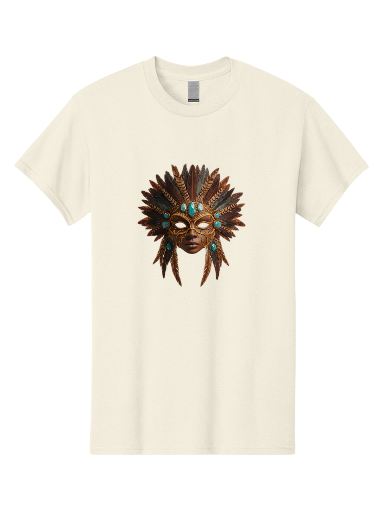 Venetian-Mask-1 Men'S Graphic Tee, 100% Cotton, Comfortable Casual Summer Wear, Machine Washable, Golden Mask, Feathered Headdress, Blue Jewels, Mysterious, Elegant, Luxury, Masquerade, Decorative, Ornate, Intricate Bad888 9