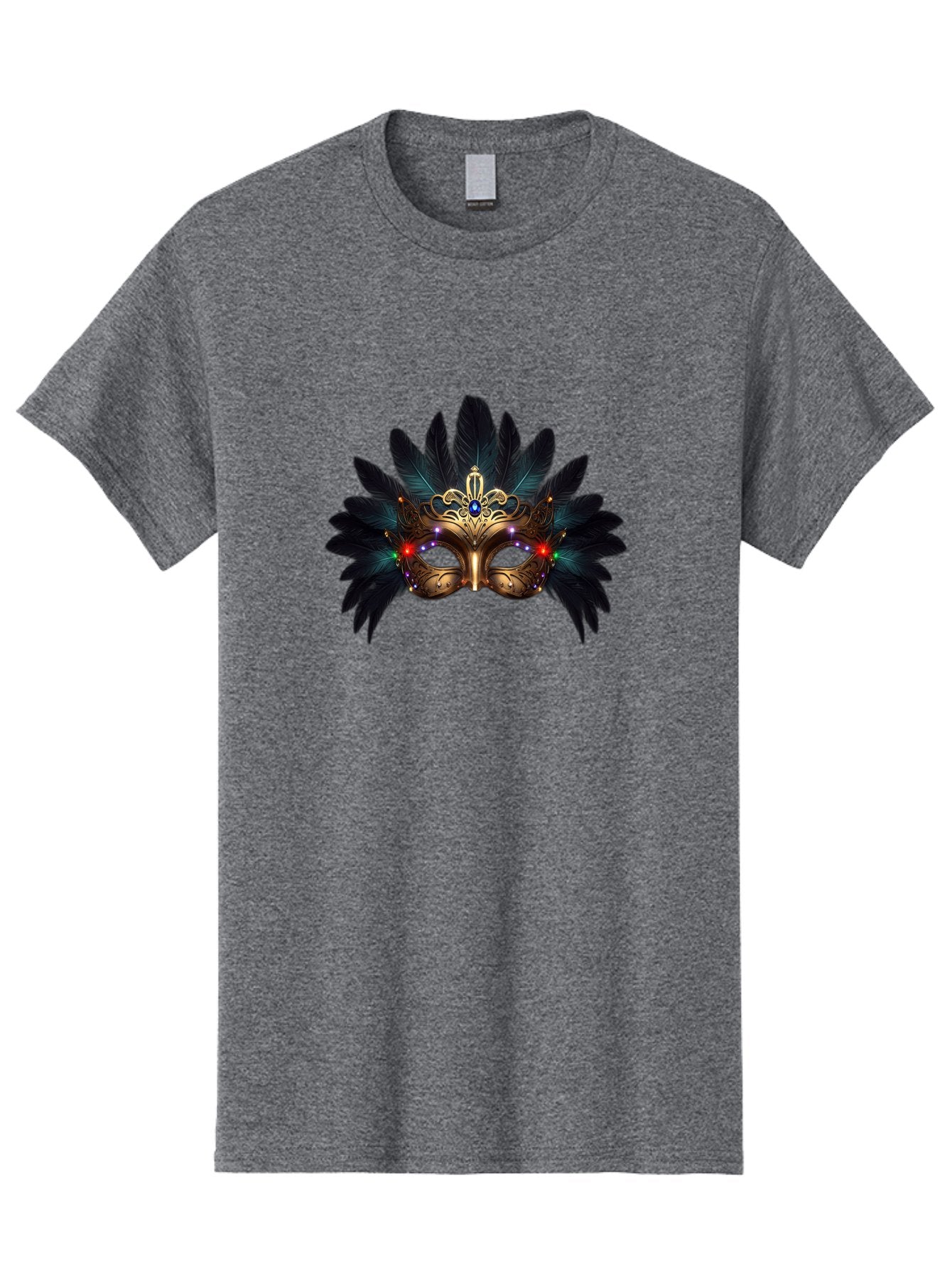 Venetian-Mask-2 Men'S Graphic Tee, 100% Cotton, Comfortable Casual Summer Wear, Machine Washable, Golden Mask, Venetian Mask, Carnival Attire, Masquerade Ball, Decorative Feathers, Gemstone Embellishments, Festive Accessories, Bad889 5