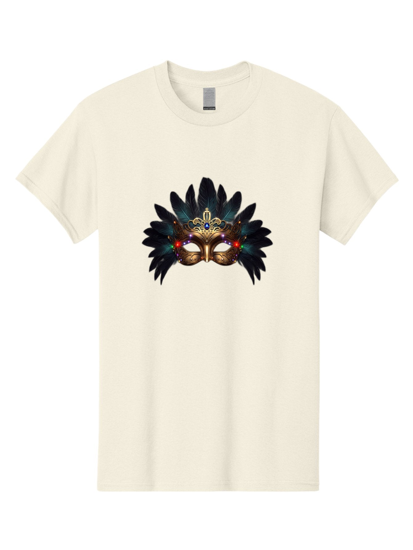 Venetian-Mask-2 Men'S Graphic Tee, 100% Cotton, Comfortable Casual Summer Wear, Machine Washable, Golden Mask, Venetian Mask, Carnival Attire, Masquerade Ball, Decorative Feathers, Gemstone Embellishments, Festive Accessories, Bad889