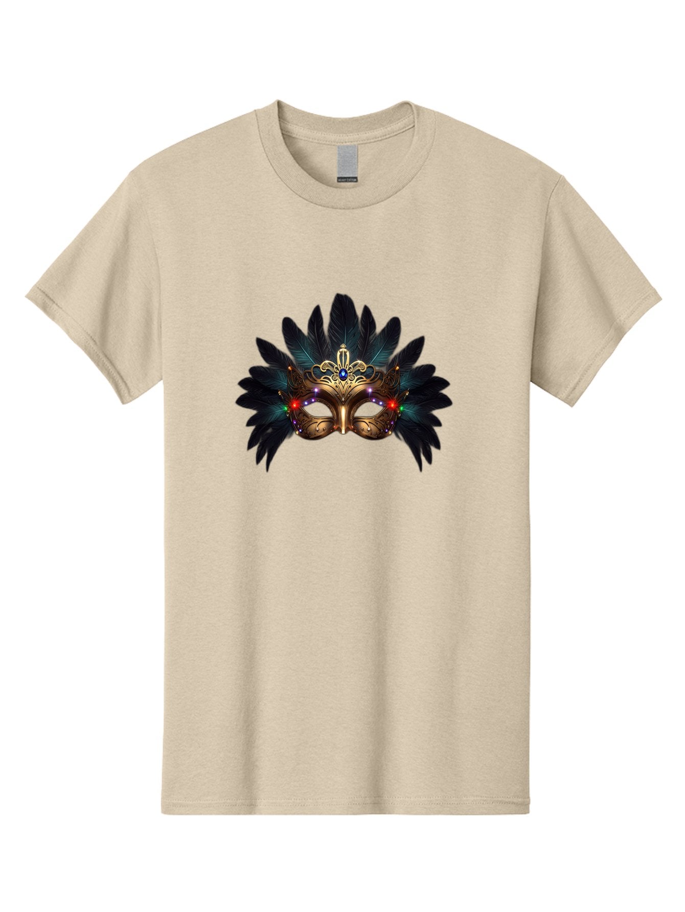 Venetian-Mask-2 Men'S Graphic Tee, 100% Cotton, Comfortable Casual Summer Wear, Machine Washable, Golden Mask, Venetian Mask, Carnival Attire, Masquerade Ball, Decorative Feathers, Gemstone Embellishments, Festive Accessories, Bad889 14