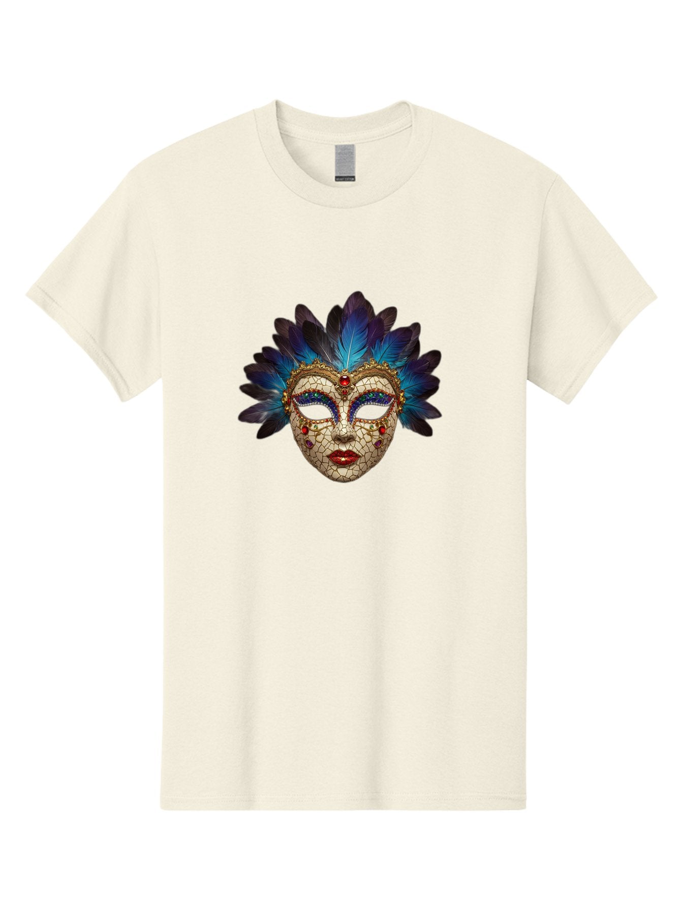 Venetian-Mask-3 Men'S Graphic Tee, 100% Cotton, Comfortable Casual Summer Wear, Machine Washable, Masquerade Ball, Venetian Mask, Luxury Fashion, Gold Accents, Red Lips, Rhinestones, Blue Feathers, Dramatic Design, Mysterious Allure, Bad890 12
