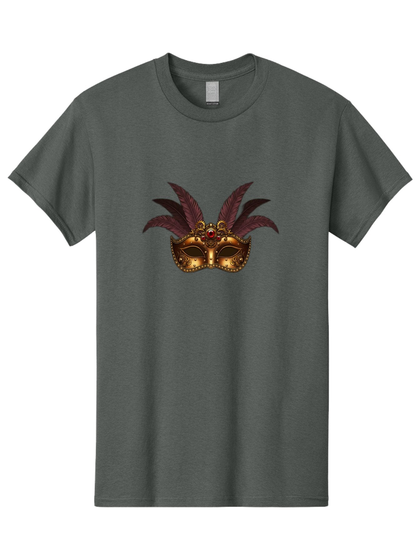 Venetian-Mask Men'S Graphic Tee, 100% Cotton, Comfortable Casual Summer Wear, Machine Washable, Golden Mask With Feathers, Venetian Mask, Carnival Mask, Red Jewel, Luxurious Design, Decorative Mask, Masquerade Ball Bad893 10