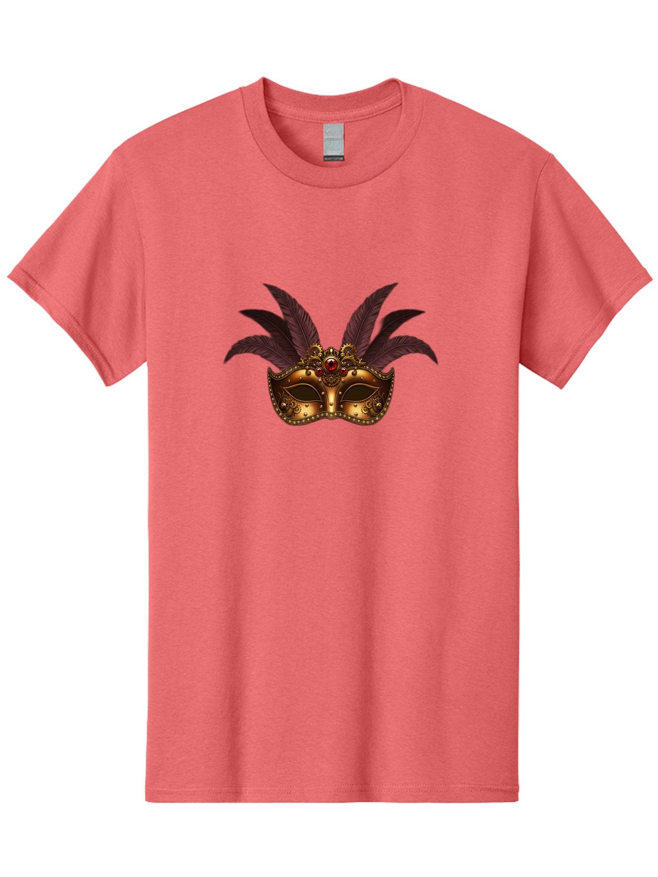 Venetian-Mask Men'S Graphic Tee, 100% Cotton, Comfortable Casual Summer Wear, Machine Washable, Golden Mask With Feathers, Venetian Mask, Carnival Mask, Red Jewel, Luxurious Design, Decorative Mask, Masquerade Ball Bad893 8