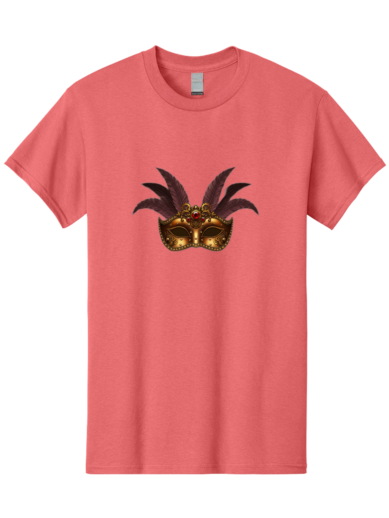 Venetian-Mask Men'S Graphic Tee, 100% Cotton, Comfortable Casual Summer Wear, Machine Washable, Golden Mask With Feathers, Venetian Mask, Carnival Mask, Red Jewel, Luxurious Design, Decorative Mask, Masquerade Ball Bad893 6