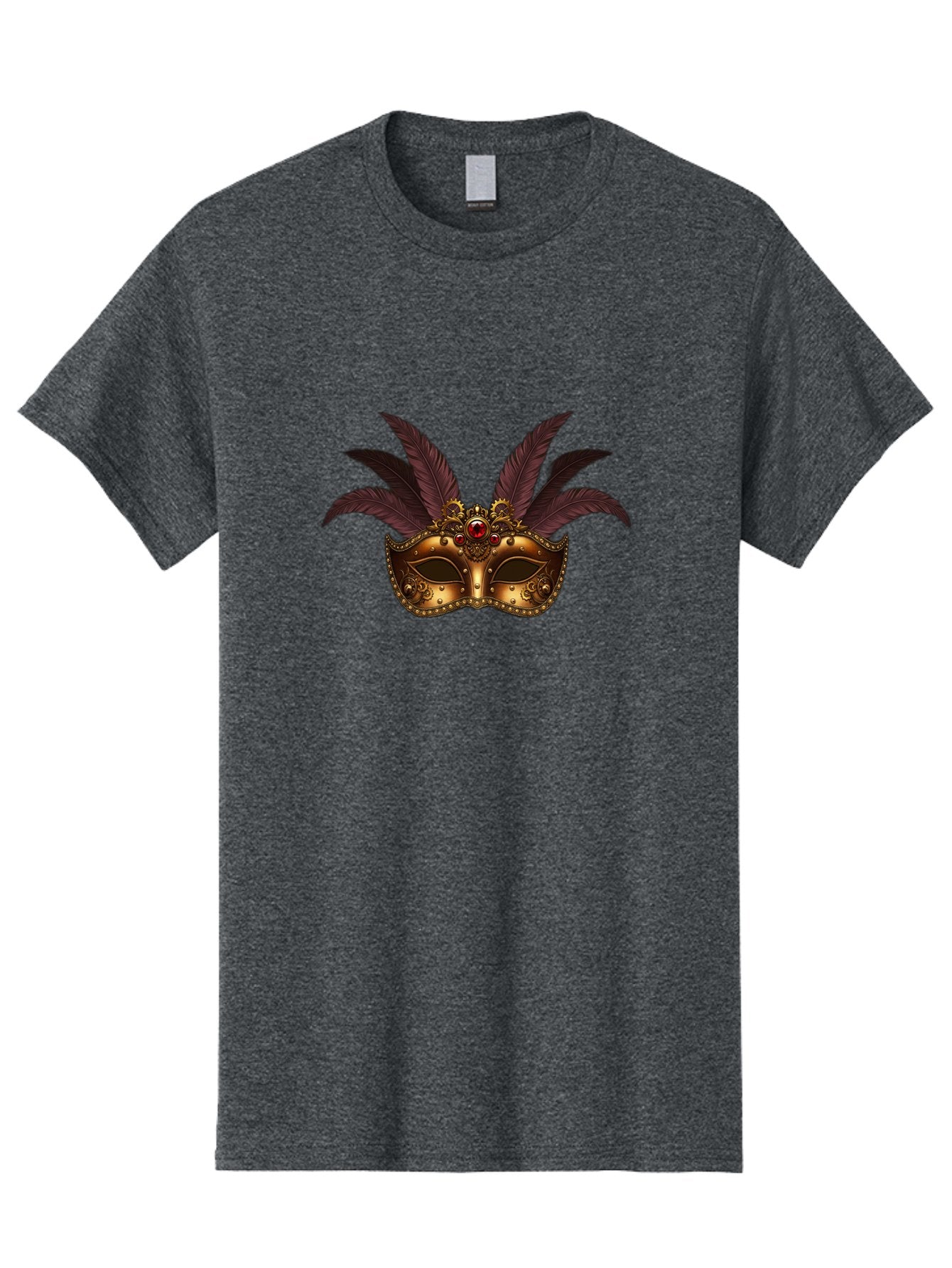 Venetian-Mask Men'S Graphic Tee, 100% Cotton, Comfortable Casual Summer Wear, Machine Washable, Golden Mask With Feathers, Venetian Mask, Carnival Mask, Red Jewel, Luxurious Design, Decorative Mask, Masquerade Ball Bad893 7