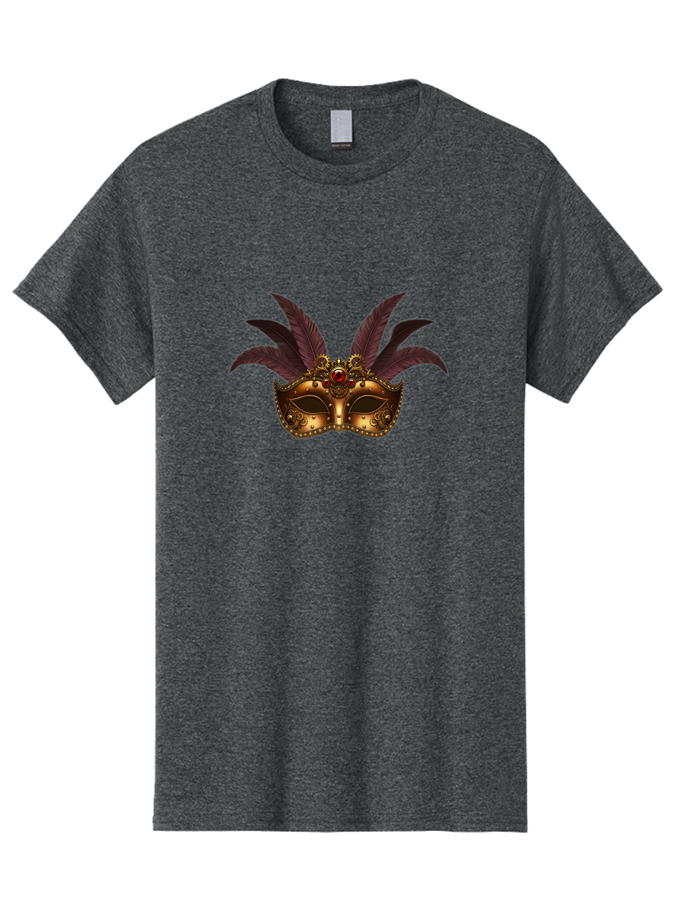 Venetian-Mask Men'S Graphic Tee, 100% Cotton, Comfortable Casual Summer Wear, Machine Washable, Golden Mask With Feathers, Venetian Mask, Carnival Mask, Red Jewel, Luxurious Design, Decorative Mask, Masquerade Ball Bad893 13