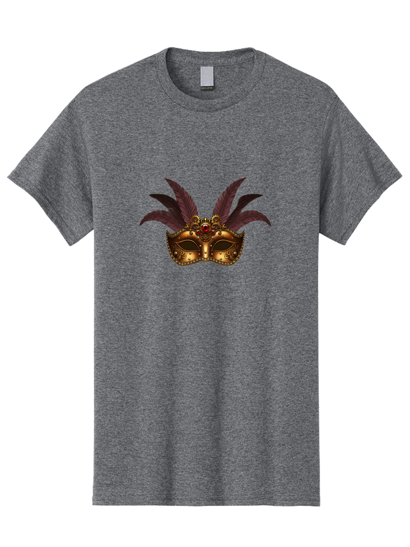 Venetian-Mask Men'S Graphic Tee, 100% Cotton, Comfortable Casual Summer Wear, Machine Washable, Golden Mask With Feathers, Venetian Mask, Carnival Mask, Red Jewel, Luxurious Design, Decorative Mask, Masquerade Ball Bad893 11