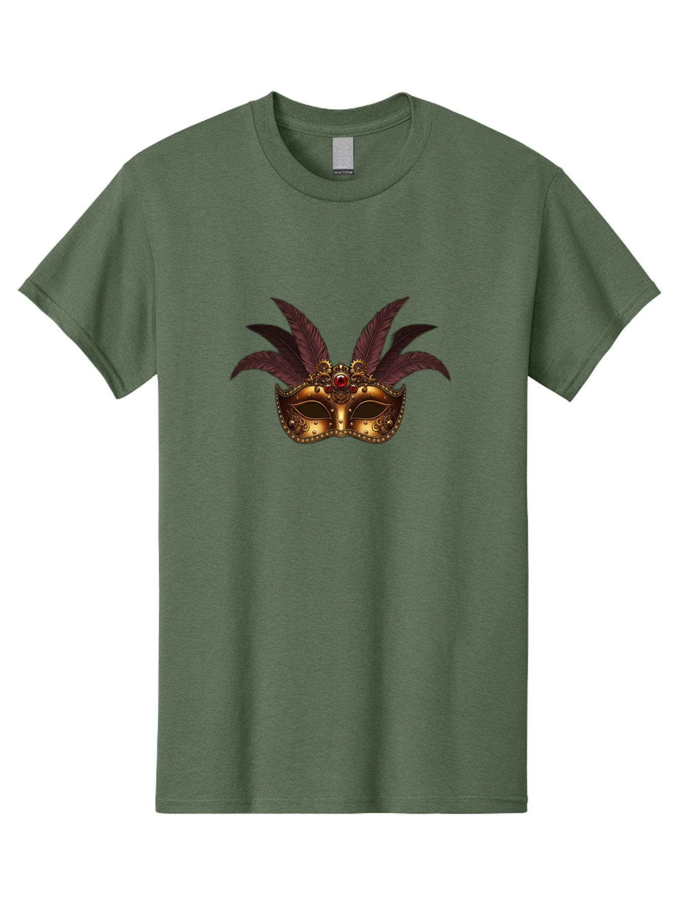 Venetian-Mask Men'S Graphic Tee, 100% Cotton, Comfortable Casual Summer Wear, Machine Washable, Golden Mask With Feathers, Venetian Mask, Carnival Mask, Red Jewel, Luxurious Design, Decorative Mask, Masquerade Ball Bad893 14