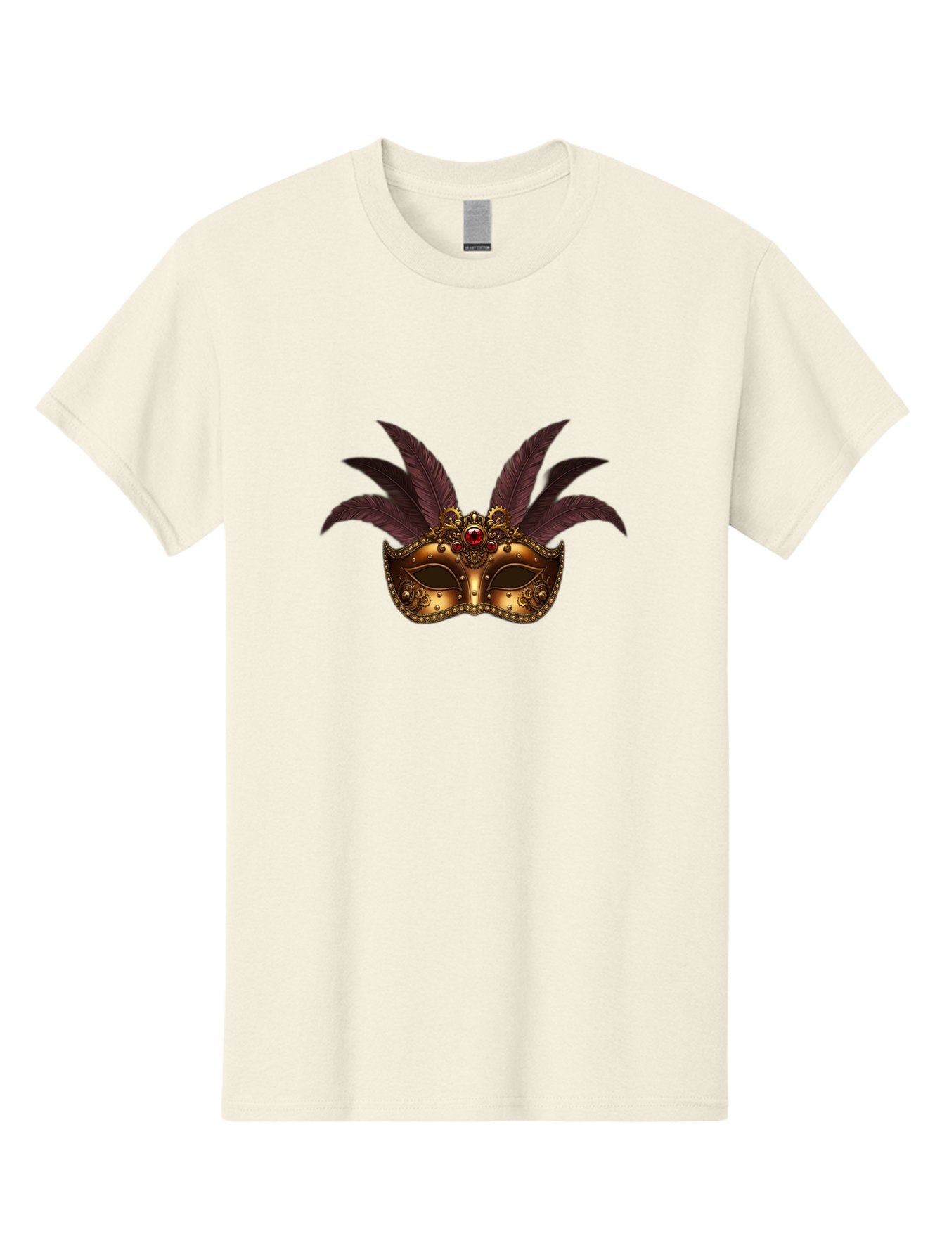 Venetian-Mask Men'S Graphic Tee, 100% Cotton, Comfortable Casual Summer Wear, Machine Washable, Golden Mask With Feathers, Venetian Mask, Carnival Mask, Red Jewel, Luxurious Design, Decorative Mask, Masquerade Ball Bad893 5