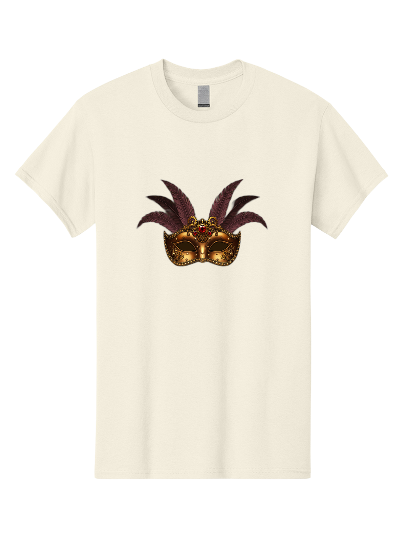 Venetian-Mask Men'S Graphic Tee, 100% Cotton, Comfortable Casual Summer Wear, Machine Washable, Golden Mask With Feathers, Venetian Mask, Carnival Mask, Red Jewel, Luxurious Design, Decorative Mask, Masquerade Ball Bad893 8