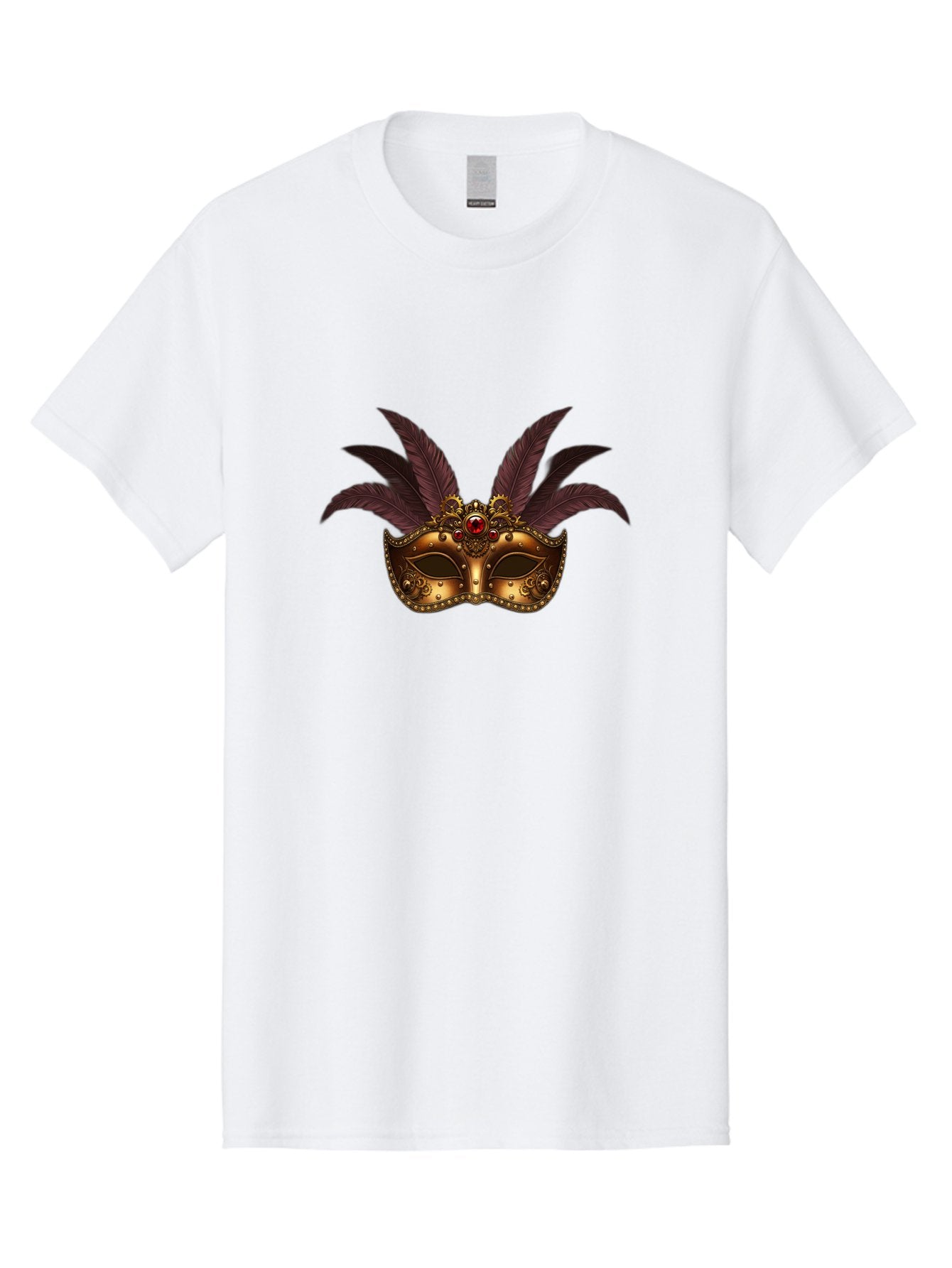 Venetian-Mask Men'S Graphic Tee, 100% Cotton, Comfortable Casual Summer Wear, Machine Washable, Golden Mask With Feathers, Venetian Mask, Carnival Mask, Red Jewel, Luxurious Design, Decorative Mask, Masquerade Ball Bad893 11