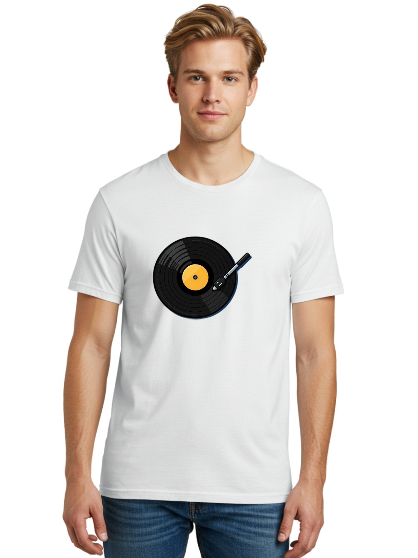 Vinyl-Record-2 Men'S Graphic Tee, 100% Cotton, Comfortable Casual Summer Wear, Machine Washable, Vinyl Record Player, Black Vinyl, Yellow Label, Spinning Records, Music Nostalgia, Retro Audio, Dj Equipment, Vinyl Culture Bad897 26