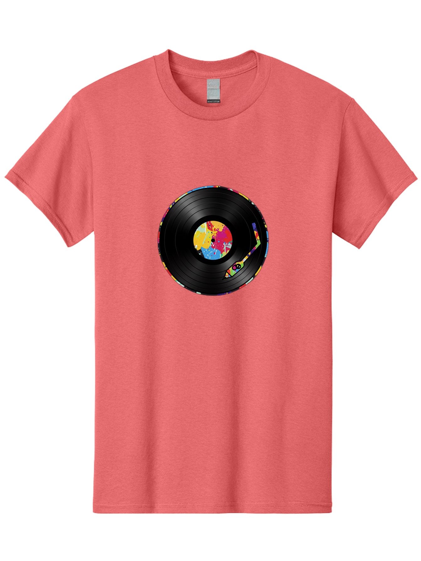 Vinyl-Record-3 Men'S Graphic Tee, 100% Cotton, Comfortable Casual Summer Wear, Machine Washable, Vinyl Record, Colorful Label, Music Art, Paint Splatter Design, Album Cover, Music Lover, Retro Vibe, Record Collector Bad898 4