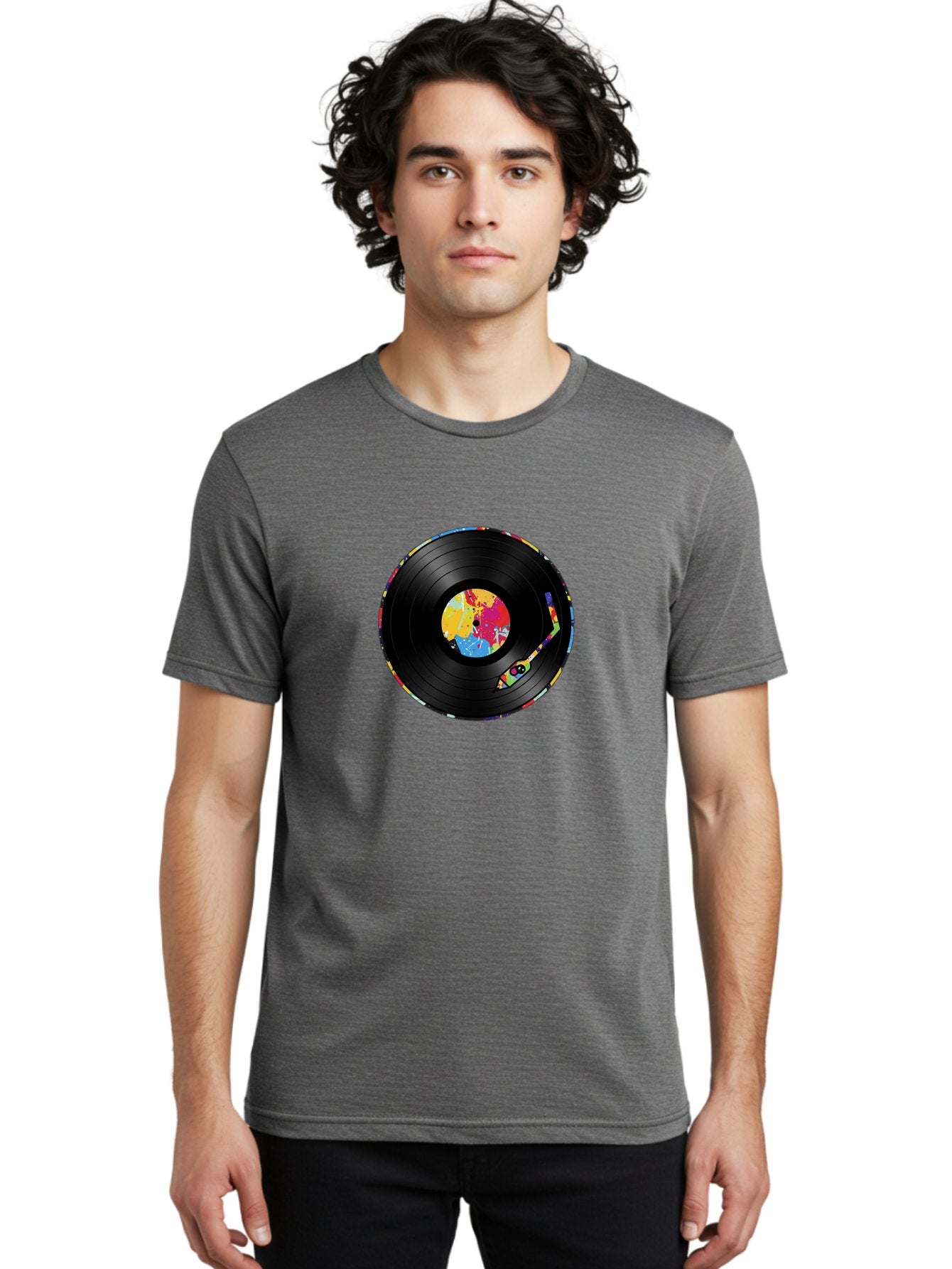Vinyl-Record-3 Men'S Graphic Tee, 100% Cotton, Comfortable Casual Summer Wear, Machine Washable, Vinyl Record, Colorful Label, Music Art, Paint Splatter Design, Album Cover, Music Lover, Retro Vibe, Record Collector Bad898 24