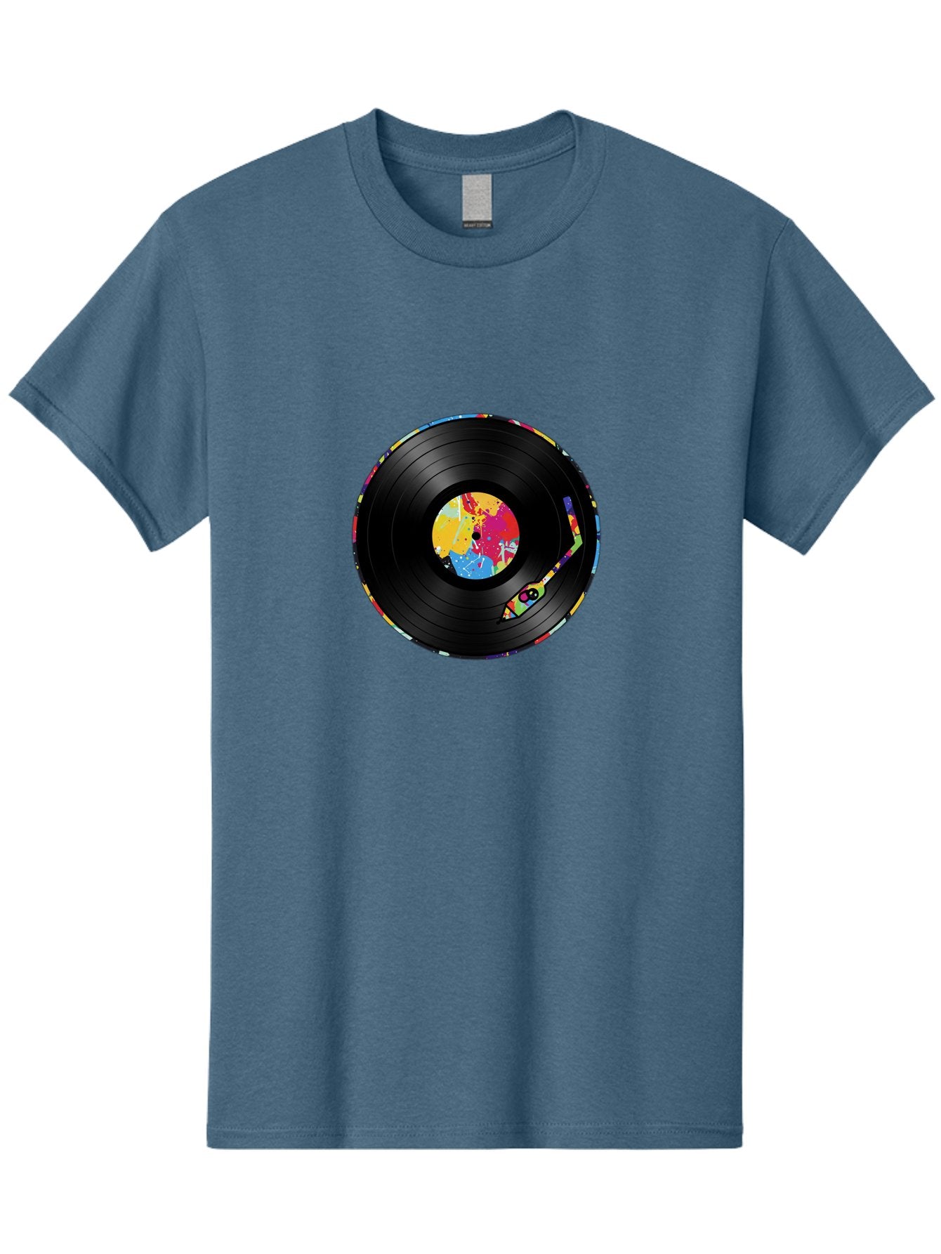 Vinyl-Record-3 Men'S Graphic Tee, 100% Cotton, Comfortable Casual Summer Wear, Machine Washable, Vinyl Record, Colorful Label, Music Art, Paint Splatter Design, Album Cover, Music Lover, Retro Vibe, Record Collector Bad898 5