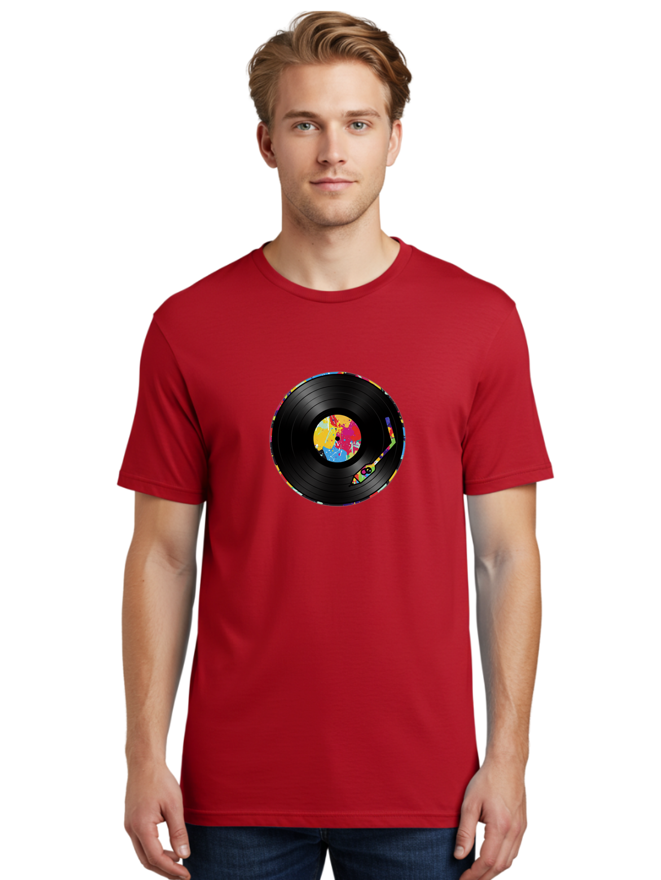 Vinyl-Record-3 Men'S Graphic Tee, 100% Cotton, Comfortable Casual Summer Wear, Machine Washable, Vinyl Record, Colorful Label, Music Art, Paint Splatter Design, Album Cover, Music Lover, Retro Vibe, Record Collector Bad898 16
