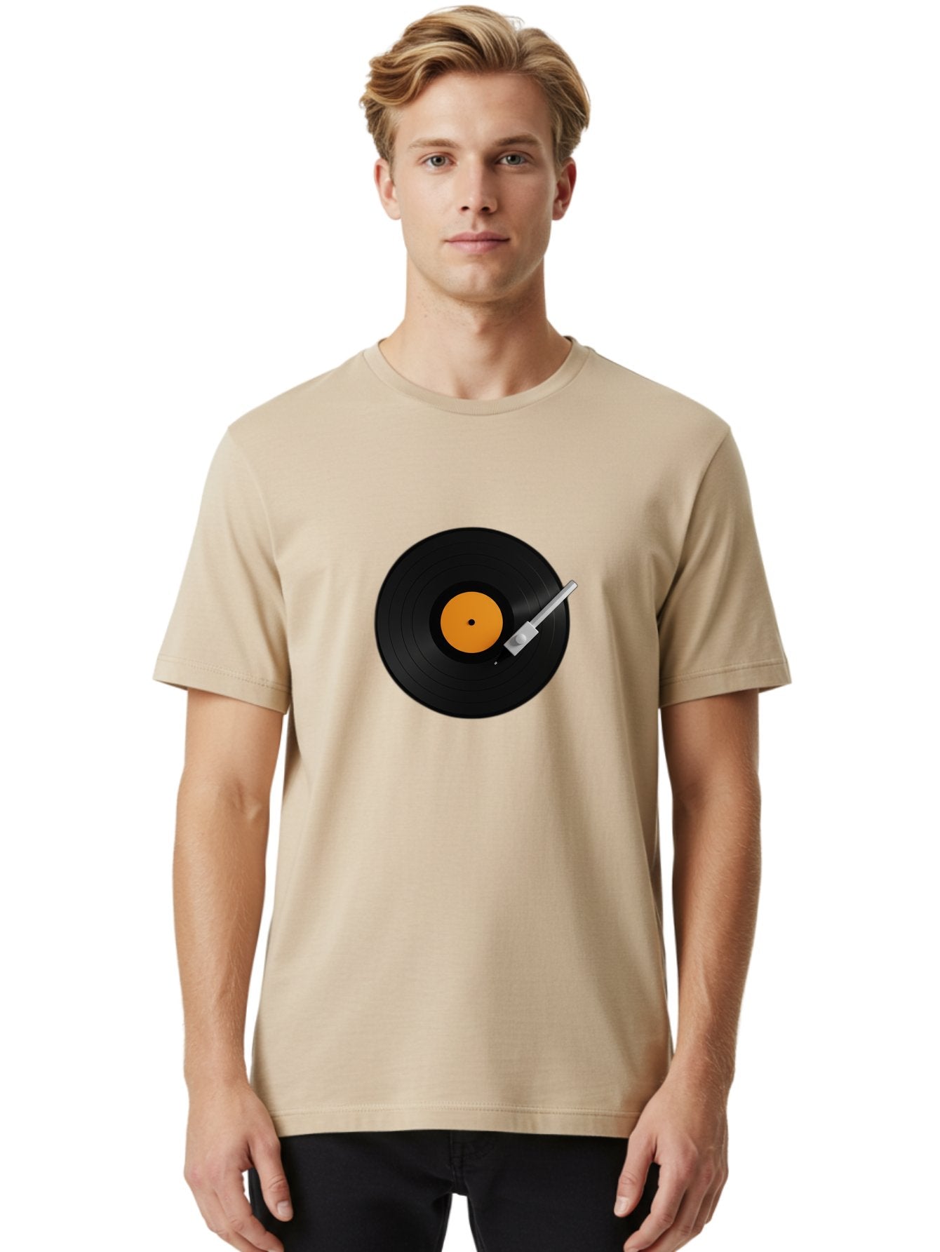 Vinyl-Record-Player-1 Men'S Graphic Tee, 100% Cotton, Comfortable Casual Summer Wear, Machine Washable, Vinyl Record, Record Player, Music, Black Vinyl, Orange Label, Dj Equipment, Music Technology, Retro Sound, Analog Music Bad899 26
