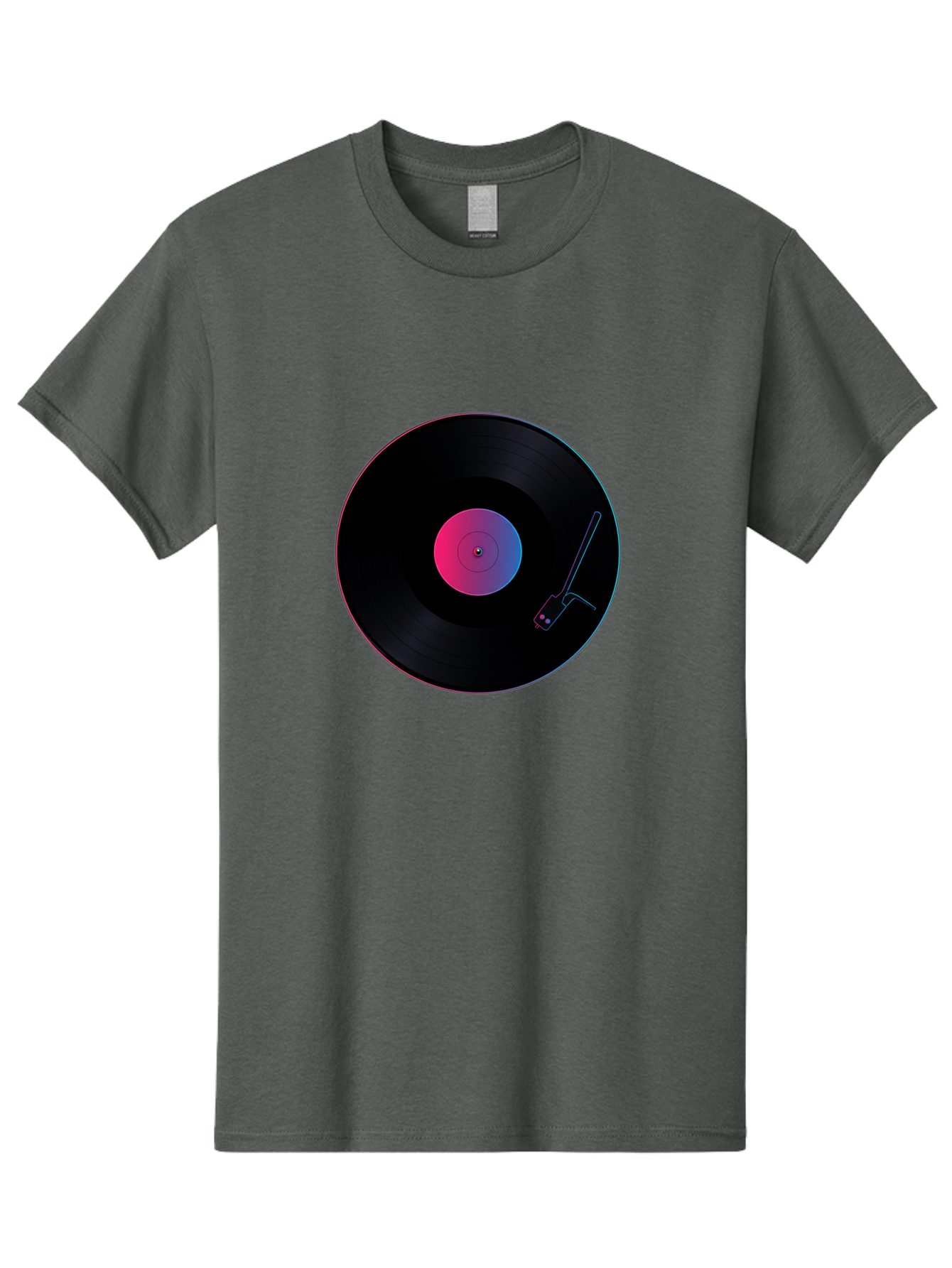 Vinyl-Record-Player Men'S Graphic Tee, 100% Cotton, Comfortable Casual Summer Wear, Machine Washable, Vinyl Record, Record Player, Music Lover, Dj Culture, Retro Vibe, Black Vinyl, Neon Glow, Music Nostalgia, Vinyl Collection, Turntable Art Bad903 8