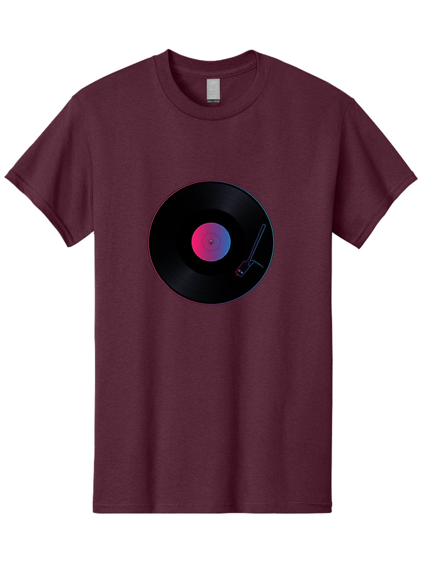 Vinyl-Record-Player Men'S Graphic Tee, 100% Cotton, Comfortable Casual Summer Wear, Machine Washable, Vinyl Record, Record Player, Music Lover, Dj Culture, Retro Vibe, Black Vinyl, Neon Glow, Music Nostalgia, Vinyl Collection, Turntable Art Bad903