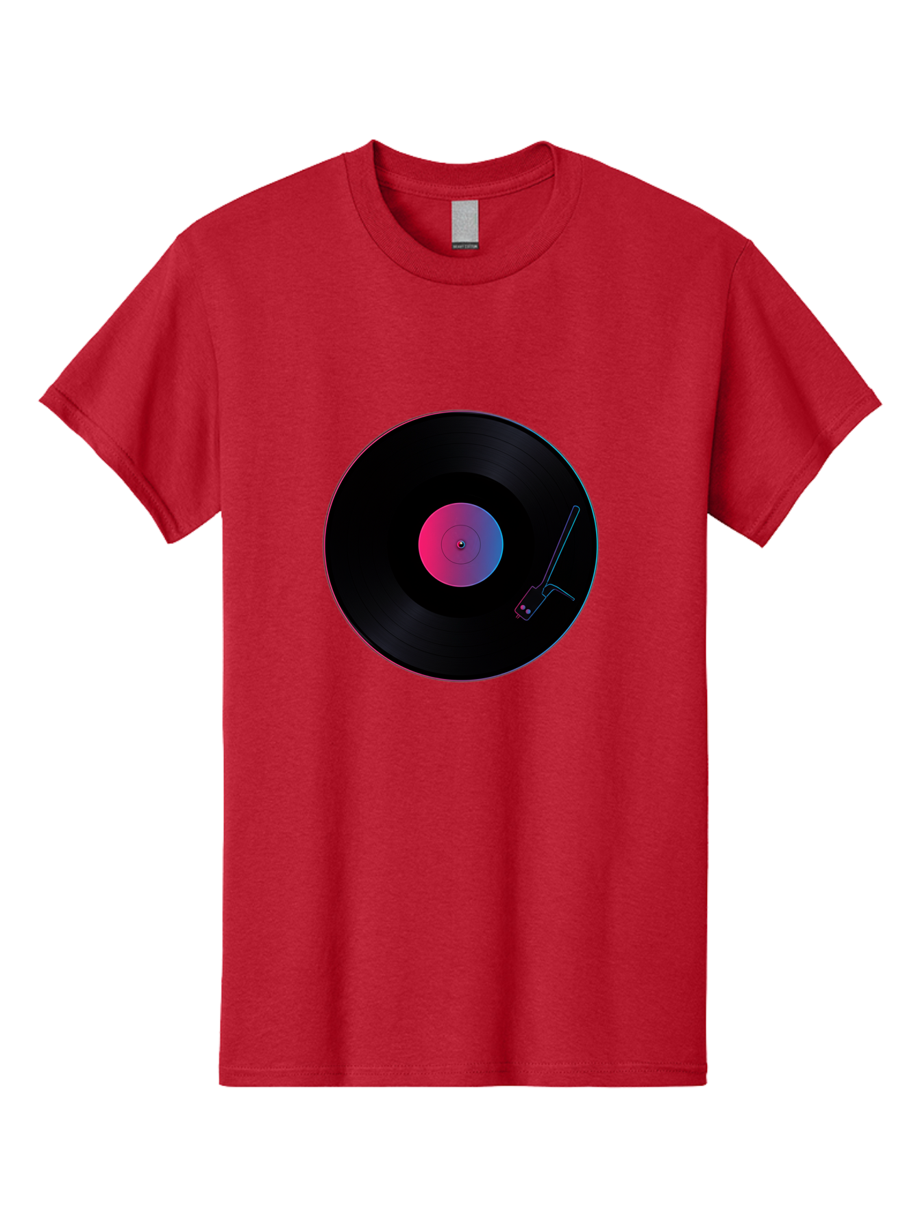 Vinyl-Record-Player Men'S Graphic Tee, 100% Cotton, Comfortable Casual Summer Wear, Machine Washable, Vinyl Record, Record Player, Music Lover, Dj Culture, Retro Vibe, Black Vinyl, Neon Glow, Music Nostalgia, Vinyl Collection, Turntable Art Bad903