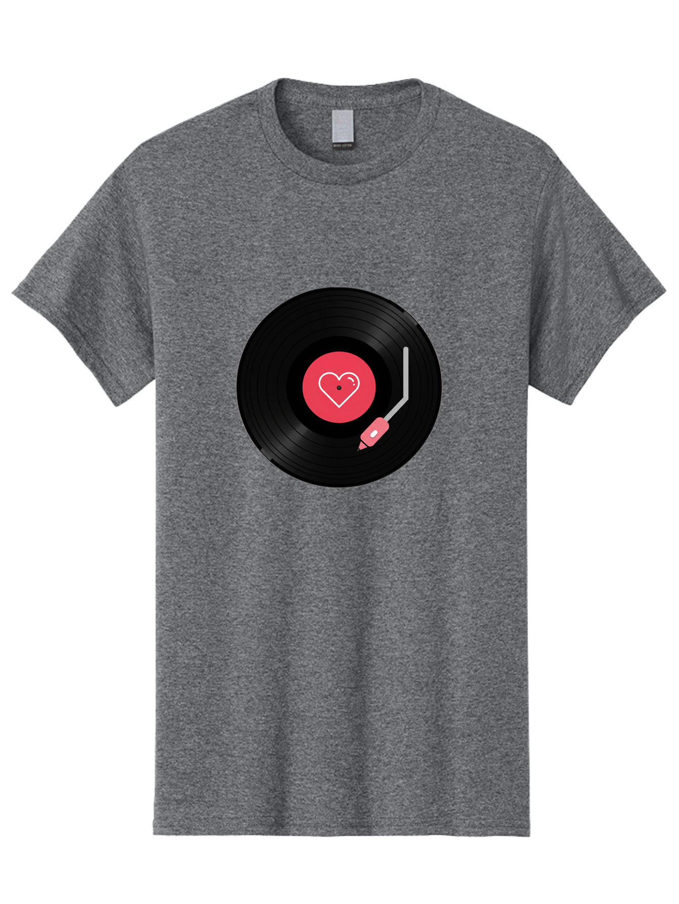 Vinyl-Record-With-Heart Men'S Graphic Tee, 100% Cotton, Comfortable Casual Summer Wear, Machine Washable, Vinyl Record, Heart Icon, Music Love, Record Player, Nostalgic Feel, Music Nostalgia, Retro Vibe, Heart Symbol, Love Music Bad904 3
