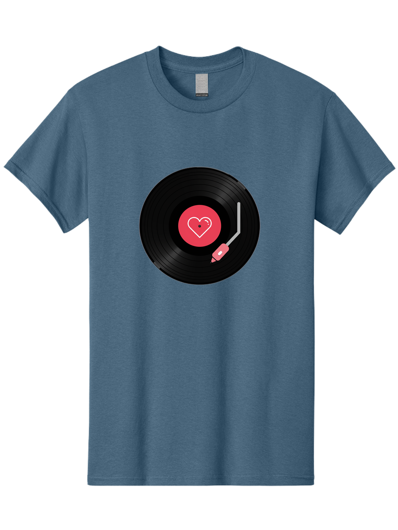 Vinyl-Record-With-Heart Men'S Graphic Tee, 100% Cotton, Comfortable Casual Summer Wear, Machine Washable, Vinyl Record, Heart Icon, Music Love, Record Player, Nostalgic Feel, Music Nostalgia, Retro Vibe, Heart Symbol, Love Music Bad904 7