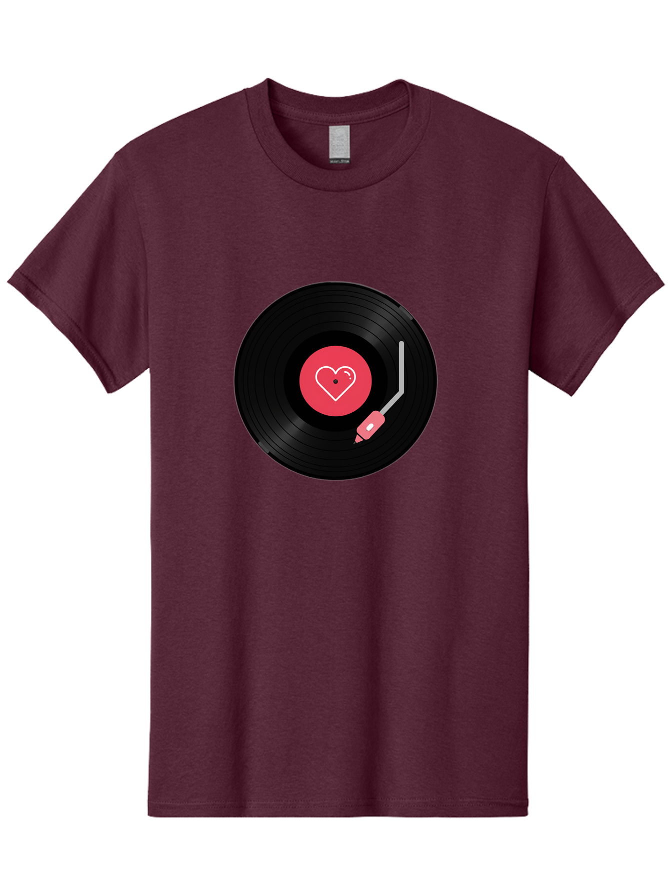 Vinyl-Record-With-Heart Men'S Graphic Tee, 100% Cotton, Comfortable Casual Summer Wear, Machine Washable, Vinyl Record, Heart Icon, Music Love, Record Player, Nostalgic Feel, Music Nostalgia, Retro Vibe, Heart Symbol, Love Music Bad904 4
