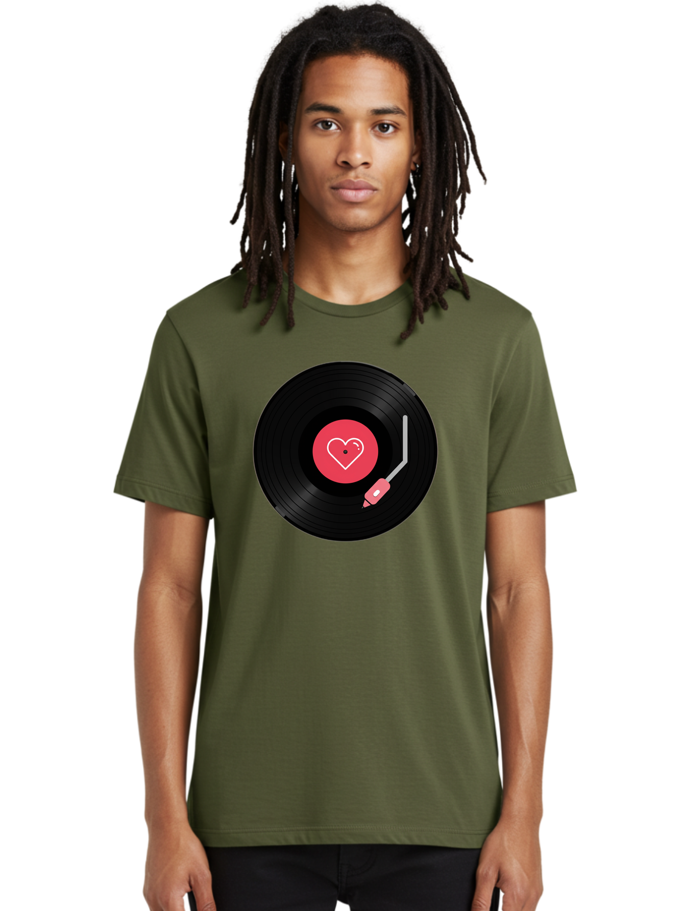 Vinyl-Record-With-Heart Men'S Graphic Tee, 100% Cotton, Comfortable Casual Summer Wear, Machine Washable, Vinyl Record, Heart Icon, Music Love, Record Player, Nostalgic Feel, Music Nostalgia, Retro Vibe, Heart Symbol, Love Music Bad904 26