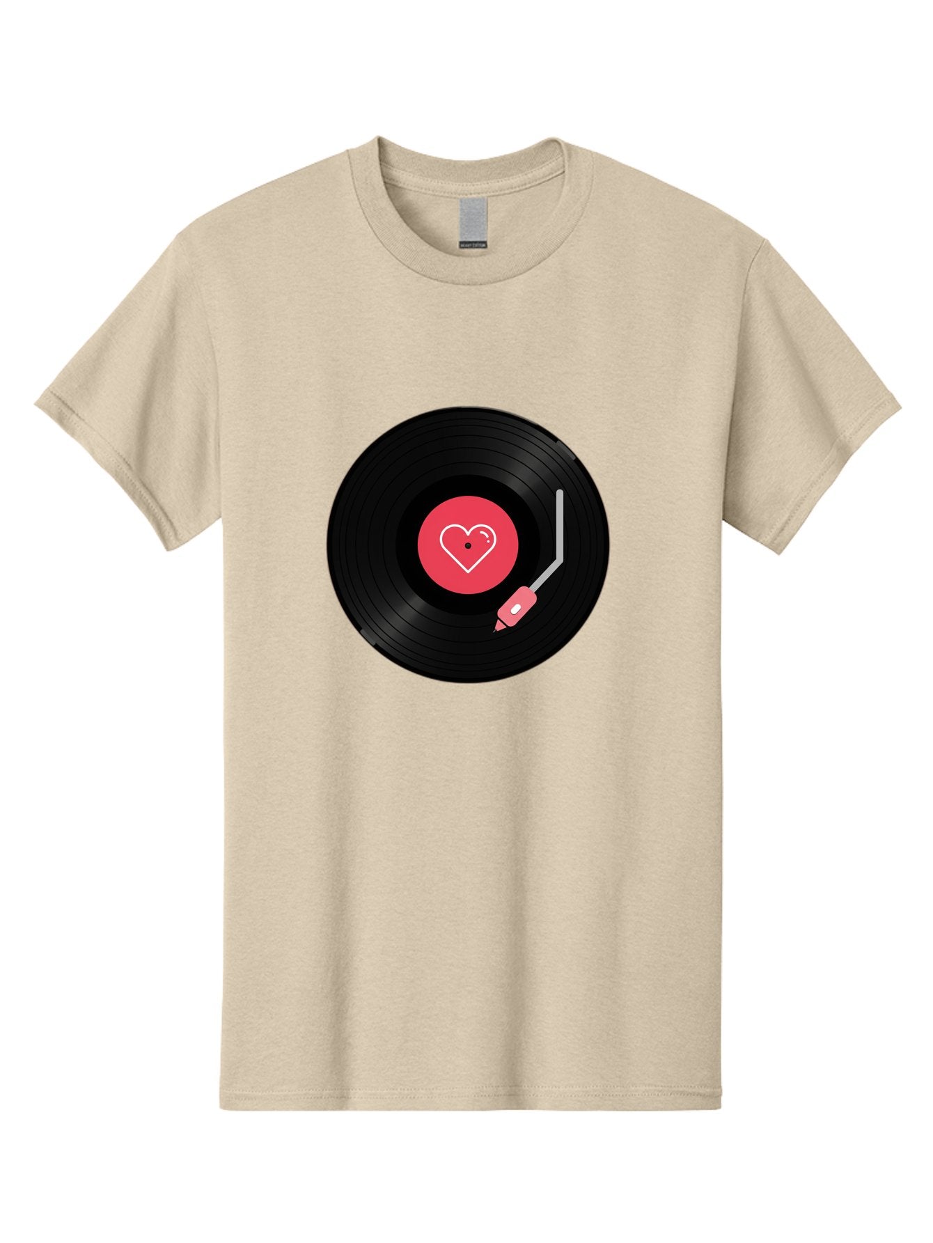 Vinyl-Record-With-Heart Men'S Graphic Tee, 100% Cotton, Comfortable Casual Summer Wear, Machine Washable, Vinyl Record, Heart Icon, Music Love, Record Player, Nostalgic Feel, Music Nostalgia, Retro Vibe, Heart Symbol, Love Music Bad904 3