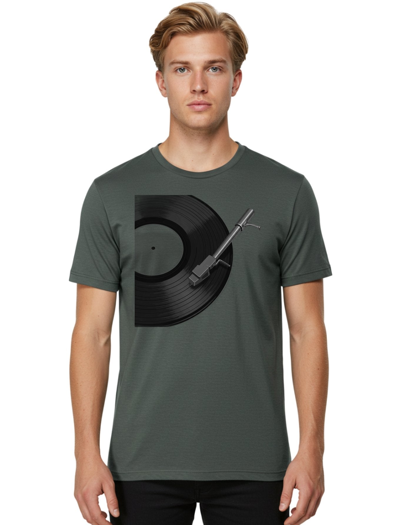 Vinyl-Record Men'S Graphic Tee, 100% Cotton, Comfortable Casual Summer Wear, Machine Washable, Vinyl Record, Record Player, Turntable, Music Equipment, Dj Setup, Audio Technology, Analog Sound, Music Listening Bad905 26