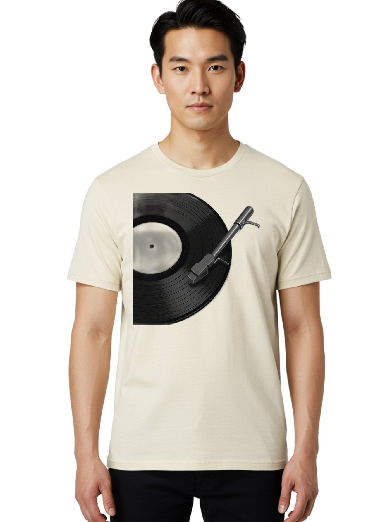 Vinyl-Record Men'S Graphic Tee, 100% Cotton, Comfortable Casual Summer Wear, Machine Washable, Vinyl Record, Record Player, Turntable, Music Equipment, Dj Setup, Audio Technology, Analog Sound, Music Listening Bad905 23